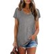 thumbnail image 1 of Pntutb Mujeres Casual Manga Corta Mangas Acampanadas Cuello en V Sólido Camiseta Suelta Blusa tops Pntutb Pntutb-712, 1 of 7