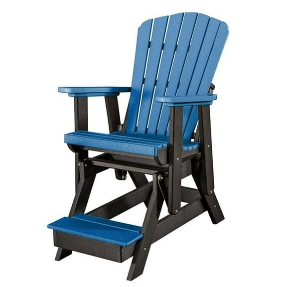 Fan Back Balcony Glider in Blue with a Black Base