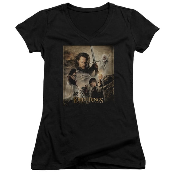 Lord of the Rings Rotk Poster Junior Women's T-Shirt V-Neck Black