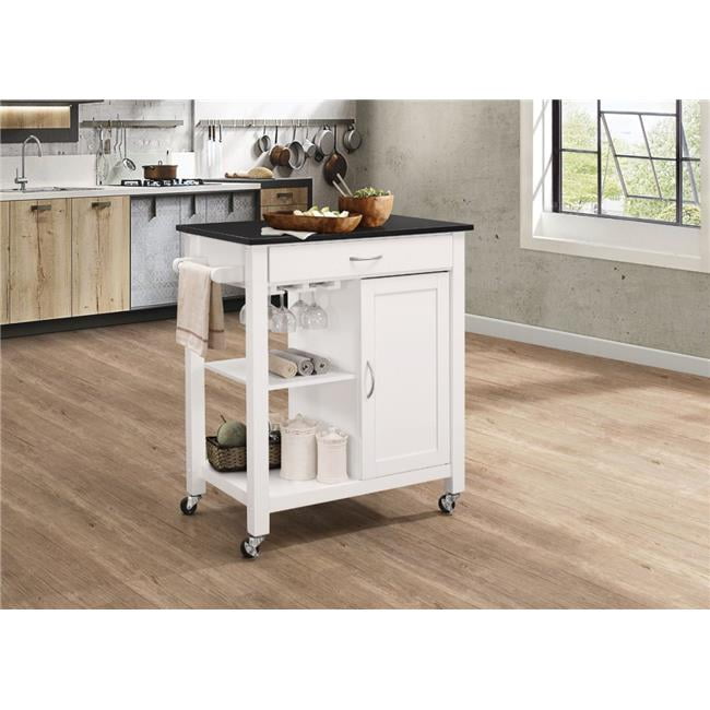 Kitchen Cart With Wooden Top, Black & White Walmart Canada