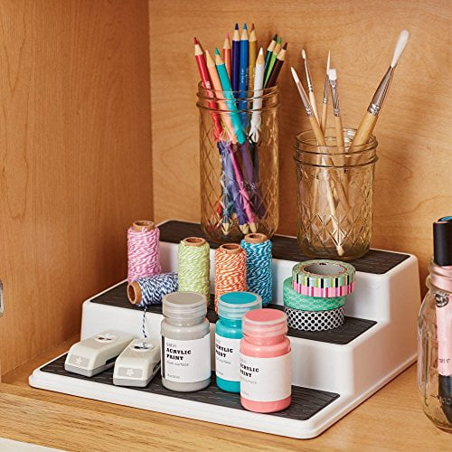 Copco 2555 0189 Non Skid 3 Tier Spice Pantry Kitchen Cabinet Organizer 10 Inch White Gray