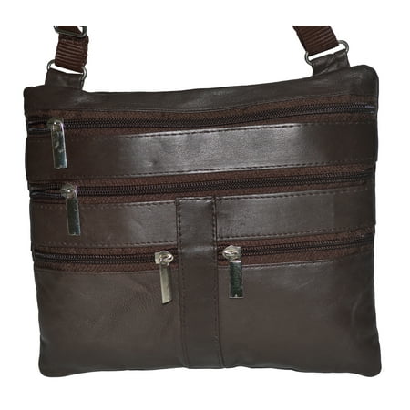 Leatherboss - Soft Leather Cross Body Bag Purse Shoulder Bag 5 Pocket Organizer Handbag Travel ...