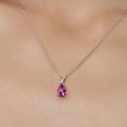 thumbnail image 3 of Gem Stone King 14K White Gold Pure Pink Mystic Topaz and Lab Grown Diamond Pendant Necklace for Women | 2.40 Cttw | Gemstone November Birthstone | Pear Shape 10X7MM | With 18 inch Chain, 3 of 6