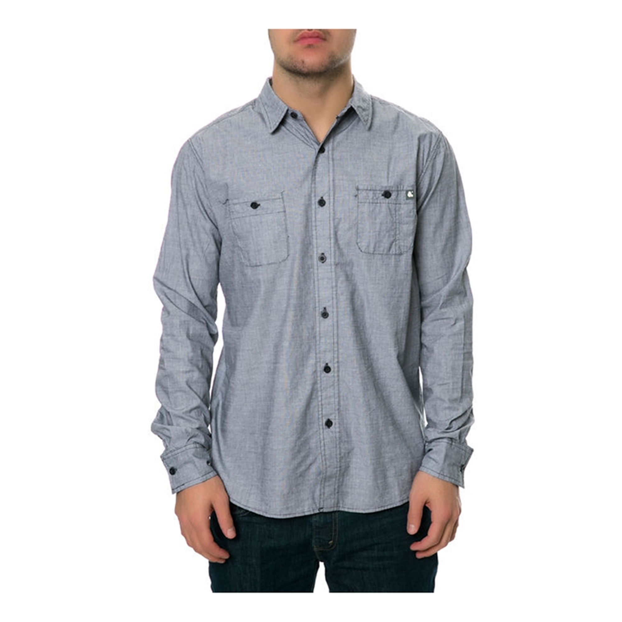AMBIG The Willis LS Button Up Shirt para hombre, gris, pequeño ...