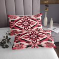 thumbnail image 3 of Red Southwestern Bedspread Set Queen Size,Vintage Aztec Quilt Set,Tribal Geometry Bedspread Sets Western Boho Coverlet Set, 3 of 5