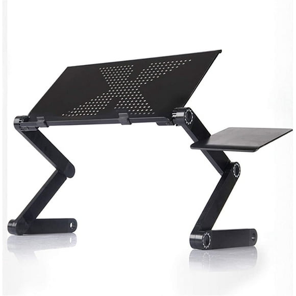 48 x 26cm Foldable Computer Desk Aluminum ABS Portable Computer Desk Can be Used for Travel and Office Bedroom Leisure Office (Black)