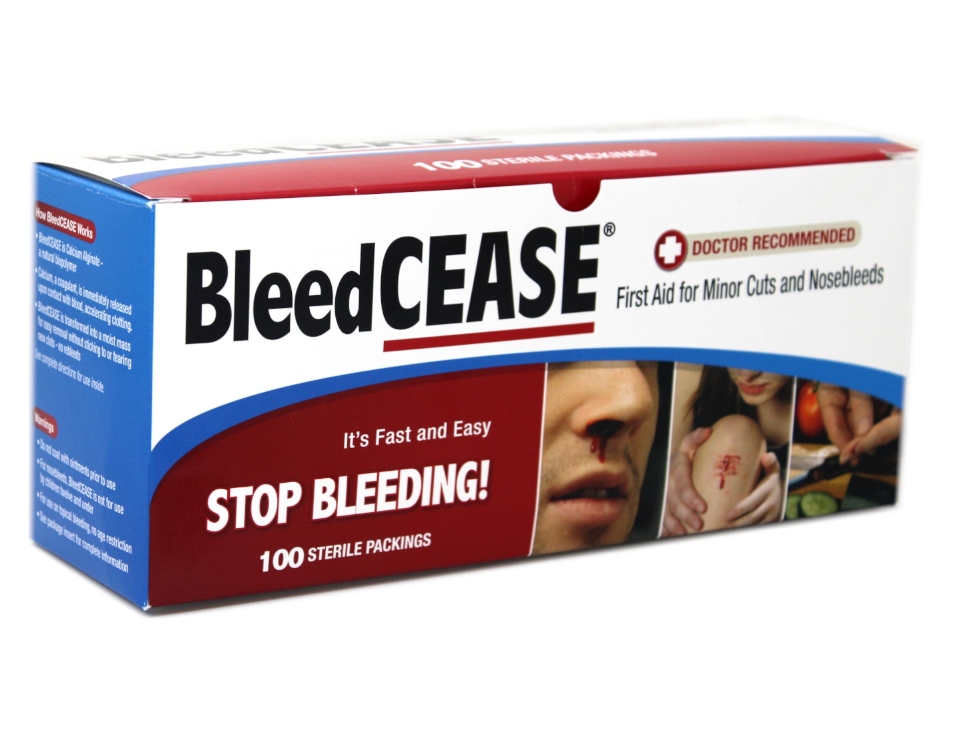 BleedCEASE First Aid for Cuts and Nosebleeds Sterile Packings-100 ea