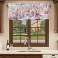 thumbnail image 6 of Pink Christmas Curtain Valances for Windows, Kitchen Valance Window Treatments Panel 2 Pack, Blue Sky Xmas Tree Snowflake Rod Pocket Short Curtains for Bathroom Bedroom 42 x 12 Inch, 6 of 8