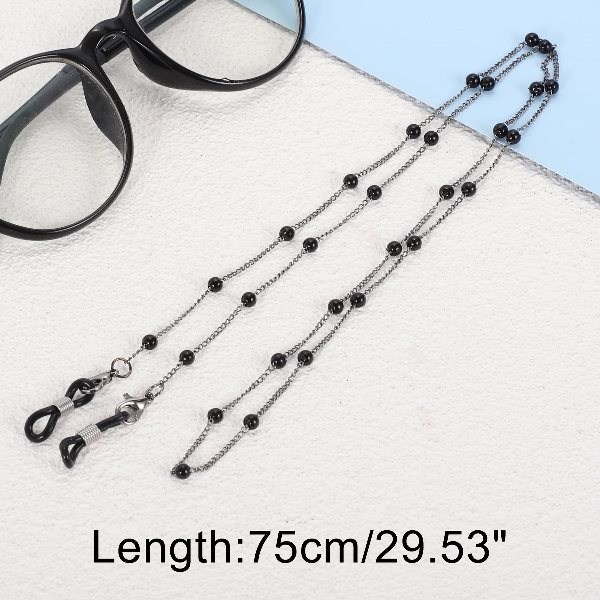 Unique Bargains Pearl Pattern Eyeglass Chain 29.53" 1 Pc Black