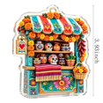 thumbnail image 3 of 2D Acrylic Day of the Dead Market Stall Ornament, Colorful Sugar Skull Shop Hanging Decoration for Halloween Tree, Wall, Car Mirror and Dia de los Muertos Decor, 3.9 Inch, 3 of 5