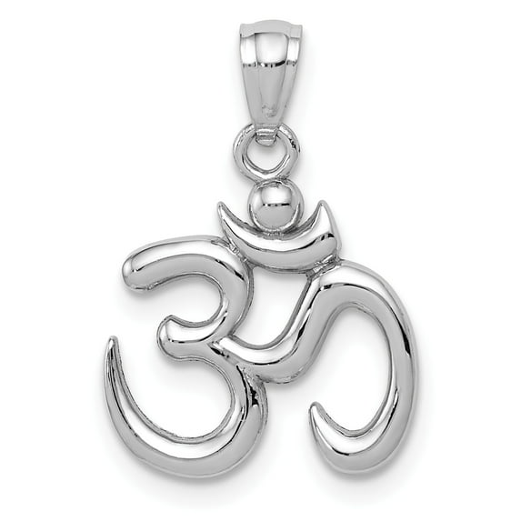 14k White Gold Polished Om Symbol Pendant