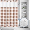 thumbnail image 2 of No Hook Shower Curtain, Brown Checkered Shower Curtains for Bathroom with See Through Top Window, Farmhouse Buffalo Plaid Waterproof & Washable Bath Curtain 60"x72", 2 of 9