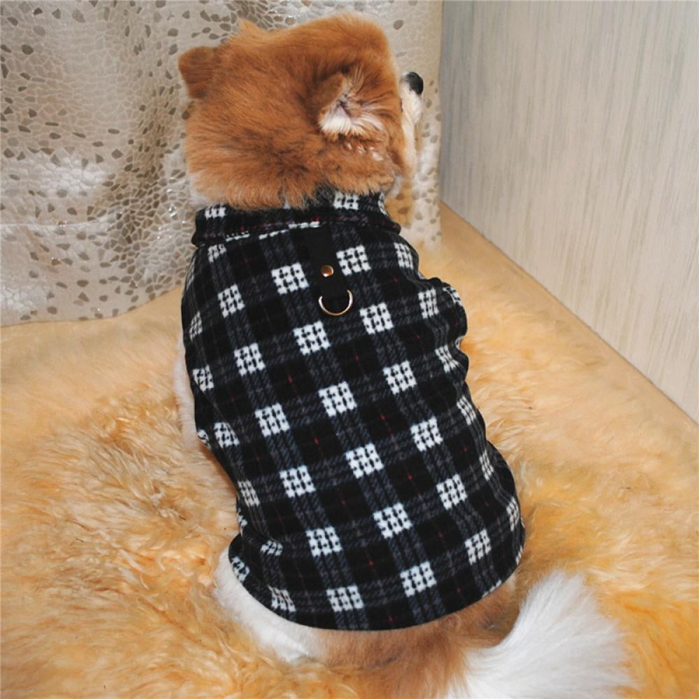 Dog Fleece Vest Sweater, Buffalo Plaid Dog Pullover Warm Jacket Winter