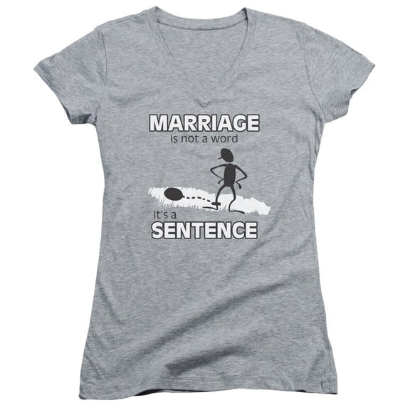 - Marriage Sentance - Juniors Cap Sleeve V-Neck Shirt - Small