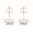 thumbnail image 4 of 2.24 Ct Princess Cut Halo Studs Clear Crystal 18K Rose Solid Gold Everyday Dainty Earrings Screw Back, 4 of 7
