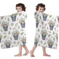 thumbnail image 4 of White Cow Flower Bucket Pattern Hooded Bath Towel，60"x35" for Ages 3 To 12 Kids, Quick Dry Lightweight Soft Microfiber Hood Beach Towel Cover Up for Kids, 4 of 7