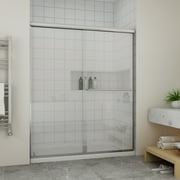 Sunny Shower Frameless Bypass Sliding Shower Door in Chrome Finish 60" W x 72" H 1/4" Clear Glass