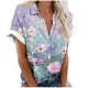 thumbnail image 2 of Fiudx Ofertas y Liquidaciones Blusas de Manga Corta Estampadas Informales Regulares para Mujertop, 2 of 5