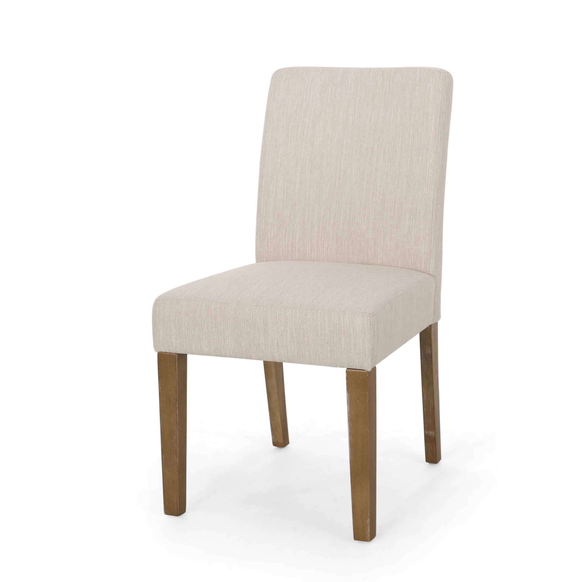 Christopher Knight Home Set of 4 Upholstered Dining Chairs with Solid Wood Legs, Natural + Beige