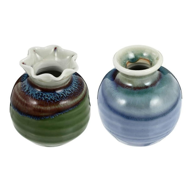 Compact Mini Ceramic Flower Vase Set for Hydroponic Plants – Artistic Home Decoration Tabletop Ornament for Living Room and Floral Displays – Random