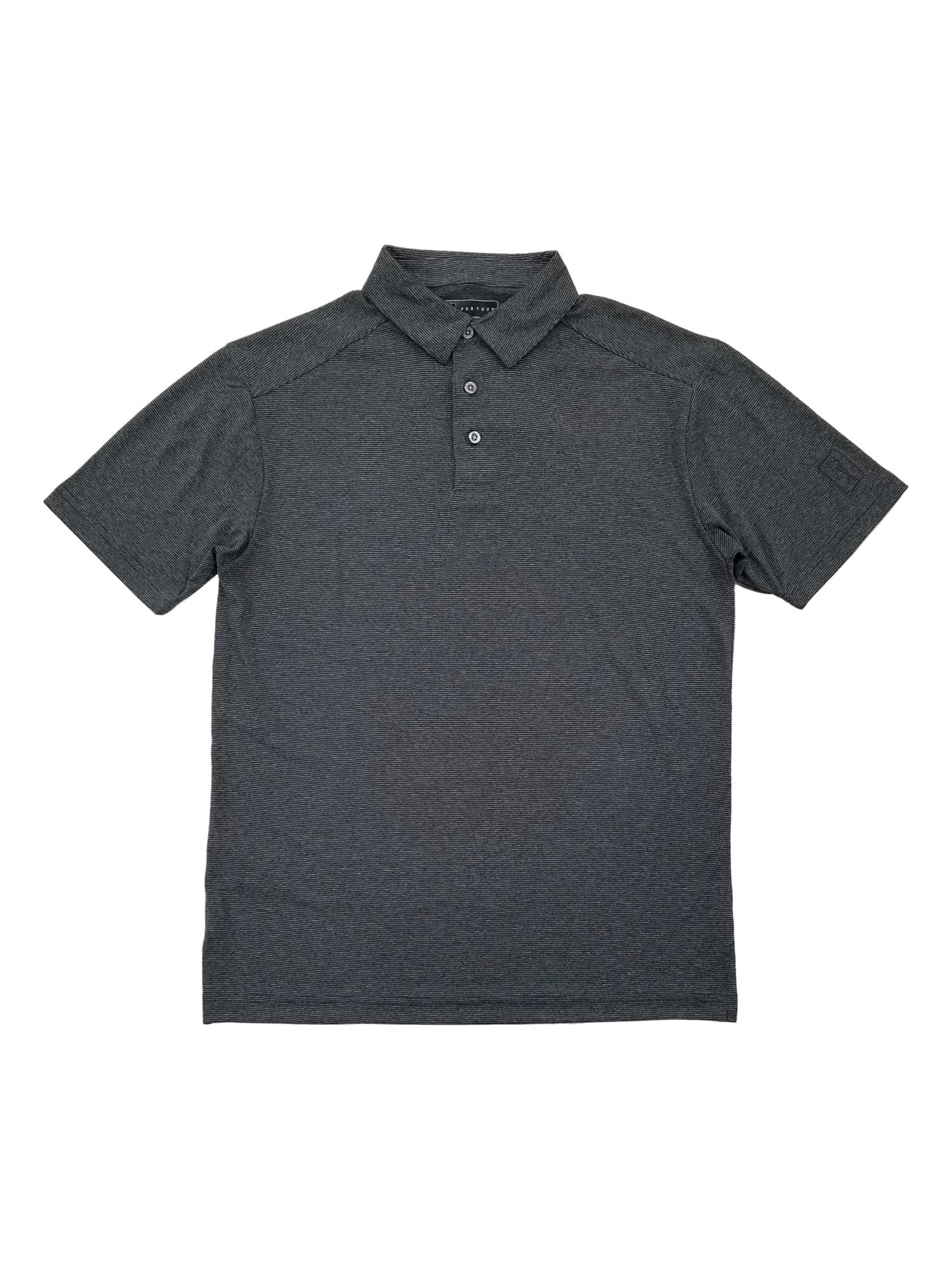 PGA Tour Mens Gray Heather Mini Stripe Short Sleeve Polo T-Shirt Small ...