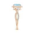 thumbnail image 3 of ANGARA Natural Oval 1 ct Aquamarine Twisted Vine Ring with Diamond Halo in 14K Rose Gold for Women (Size-8x6mm) | March Birthstone, Anniversary, Jewelry Gift for Women | Natural Aquamarine Ring, 3 of 10