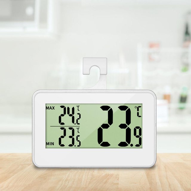 Monitor de Temperatura Del Refrigerador LCD, Refrigerador de Precisión Duradero Ajustable para Refrigerador, Refrigerador, Congelador, Restaurantes Blanco Macarena Refrigerador termómetro