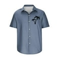 thumbnail image 2 of WREESH Men's Button Down Shirts Fashion Print Short Sleeve Turndown Collar Shirts Casual Tops Navy, 2 of 5