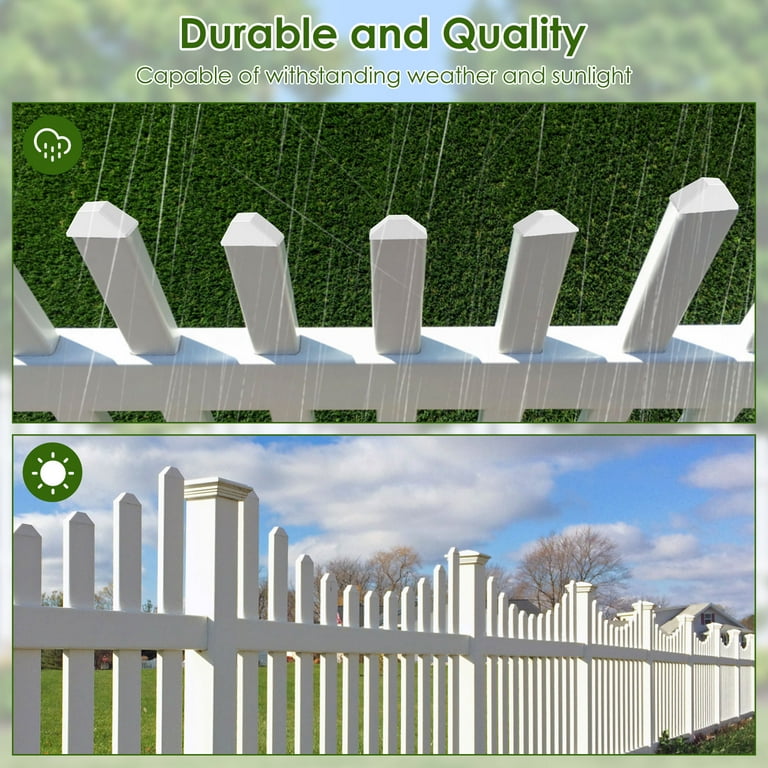 8/16Pcs Vinyl Picket Fence Cap Dog Eared Style White Vinyl Fence