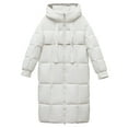 thumbnail image 3 of Uootdi Winter Clothing for Women Winter Warm Long Puffer Jacket with Hood Lightweight Quilted Full Zip Long Sleeve Padded Coat with Pockets Gift, 3 of 9