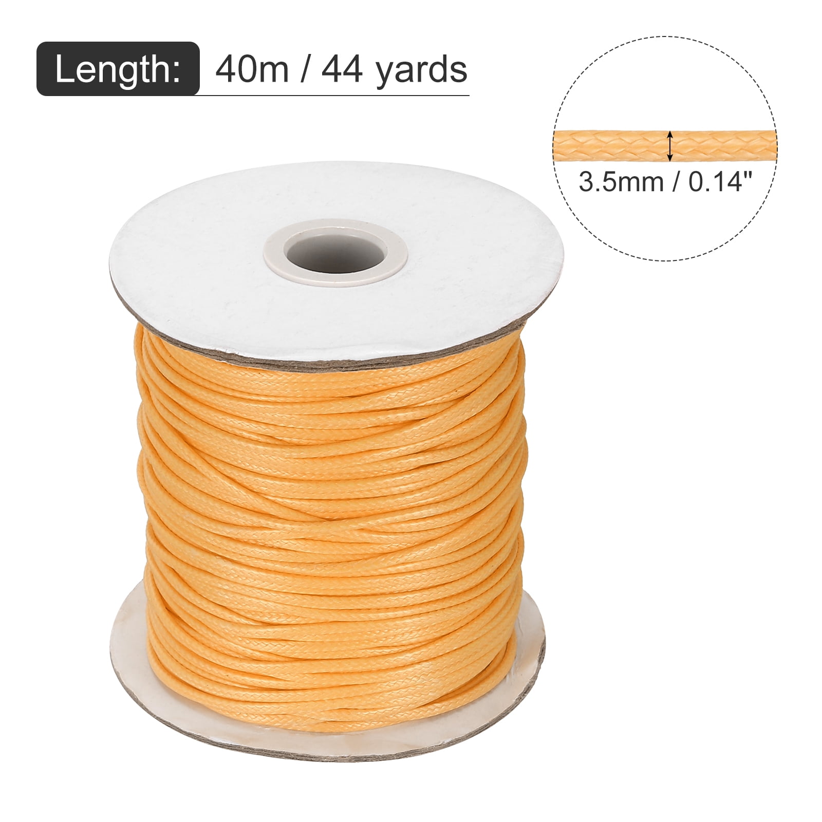 Waxed Cord 3.5mm Waxed Thread 44 Yard Wax String Leather Cord for Bracelet Making, Necklaces, Beading, Jewelry Making and DIY Crafts(Yellow)