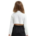 thumbnail image 2 of Aislor Kids Girls Long Sleeves Solid Color Crop Top Shirt for Dancing Workout Gymnastic 6-14 Ivory 10, 2 of 7