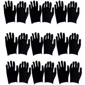 12 Paires Gants de travail en coton réutilisables Gants pour adultes Nettoyage Gants protecteurs pour le travail pour jardinage industriel M Noir