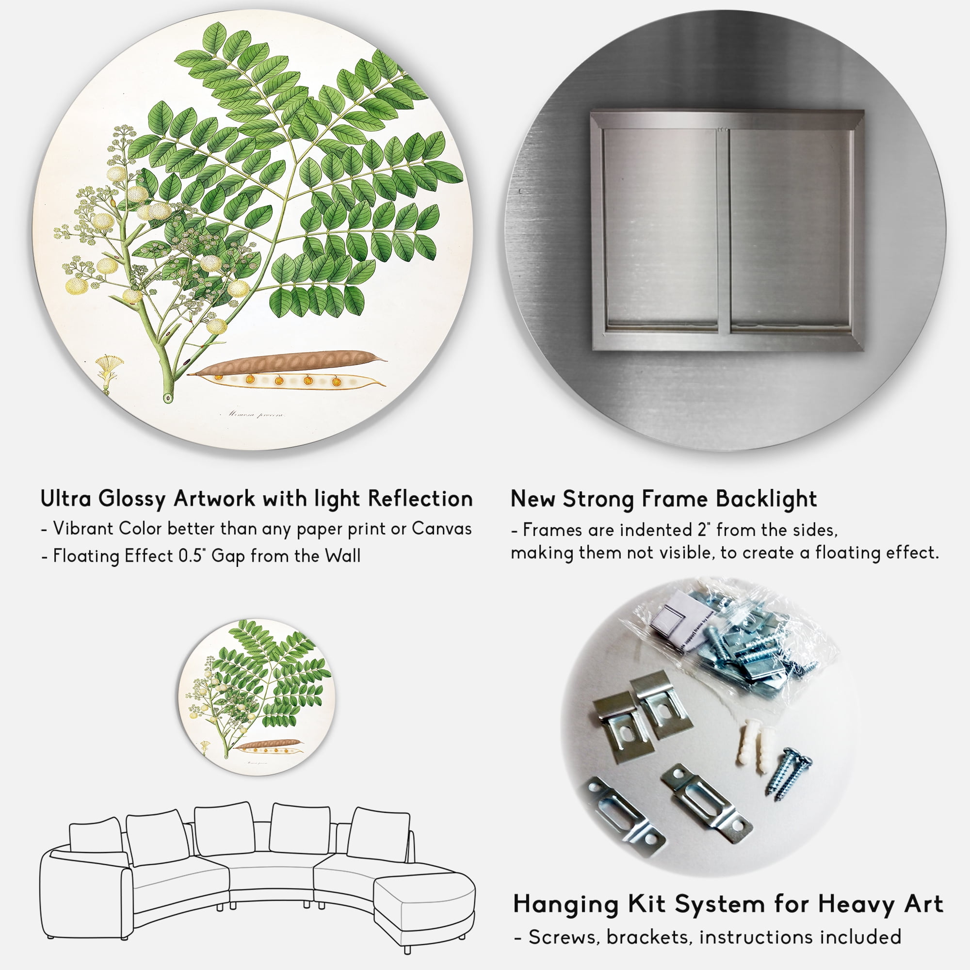 Designart 'Ancient Botanicals VII' Farmhouse Circle Metal Wall Art 29x29 - Disc of 29