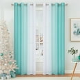 thumbnail image 6 of Junvictex Teal Ombre Crushed Chiffon Sheer Curtains 52"Wx84"L for Bedroom Living Room Decor, Set of 2 Crinkle Curtain Panels,Grommet, 6 of 7