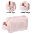 thumbnail image 4 of Faux Leather Makeup Bag Large Makeup Bag Make Up Brush Organizer Bag Toiletry Bag for Women Pink, 4 of 6