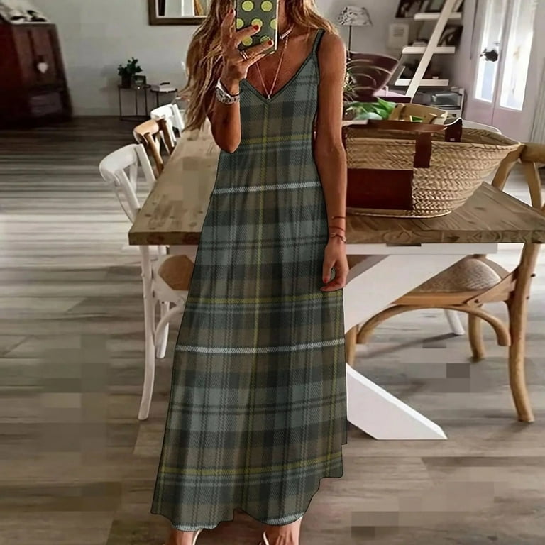 Campbell Argyll WeatheredScottish Tartan Sleeveless Dress long dress women  summer evening dress Dance dresses - Walmart.com