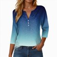 thumbnail image 2 of Towmus 3/4 Length Sleeve V Neck Womens Blouses Graphic Crew Neck T-Shirts Womens Shirts Under $6, 2 of 5