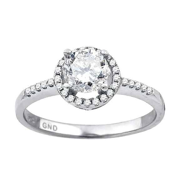 925 Sterling Silver Womens Cubic Zirconia Halo Ring 6x1.6mm Wide Size 7 Ring for Women - 2.7 Grams