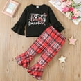 thumbnail image 2 of Gelikeya Christmas Outfits for Little Girls Long Sleeve Sweatshirt Flare Pants Cute Catton Prints Girl's Fashion Winter Clothes #02 Red 4-5 Years, 2 of 7