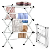 Expandable Clothes Drying Rack, Household Foldable & Collapsible Laundry Drying Racks for Clothes, Durable Space-Saving Laundry & Towel Rack, Indoor Outdoor Use, Suit Sweaters, Blouses & More, White