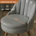 thumbnail image 4 of Genpo 24" Counter Height Bar stools Set of 2, Grey Leather Bar Stools with Backs, Swivel Counter Stools with Wooden Legs For Kitchen Island, 4 of 8