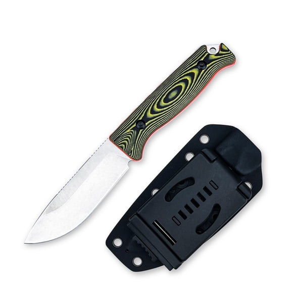 8.66'' Full Tang Straight Blade Knife, 8Cr13MoV Stainless Steel Blade, G10 Handle with Kydex Sheath, Suitable for Camping, Hiking, and Outdoor Work