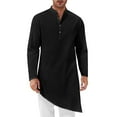 thumbnail image 1 of Styesk Mens Shirts Men's Muslim Robe Set Arab Middle Robe Long Sleeve Standing Neck Pocket Button Casual Robe, 1 of 7
