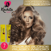 Permanent Hair Dye Medium Blond 7 Kachita Spell 3.52 oz 100 mL Professional Hair Color Cream with Keratin and Argan Oil, 100% Gray Coverage