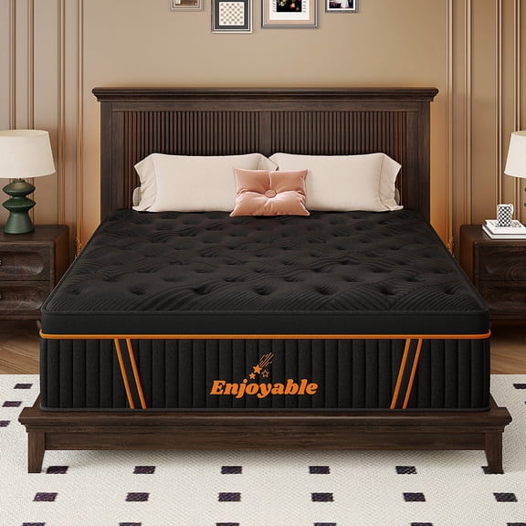 Coletex Queen Size Mattress 14 inch Medium Firm Hybrid Mattress with Gel Mamory Foam Pocket Springs for Pressure Relief,Black