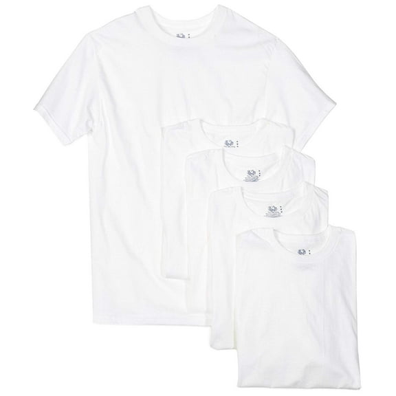 Fruit of the Loom Men's Short Sleeve Tag Free White Crew Neck T-Shirts, 6 Pack