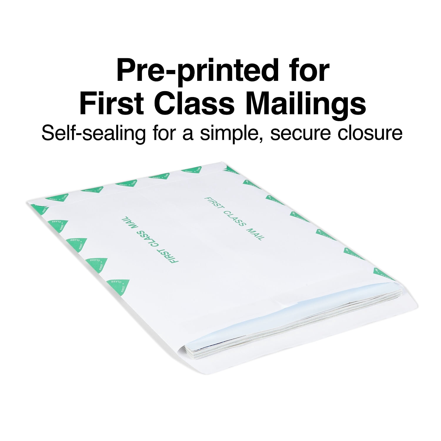 Staples First Class Self Seal Catalog Envelopes 10"L x 13"H White with Green Diamond Border