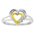 thumbnail image 1 of Two-tone Sterling Silver Womens Round Diamond Double Heart Ring .03 Cttw, 1 of 1