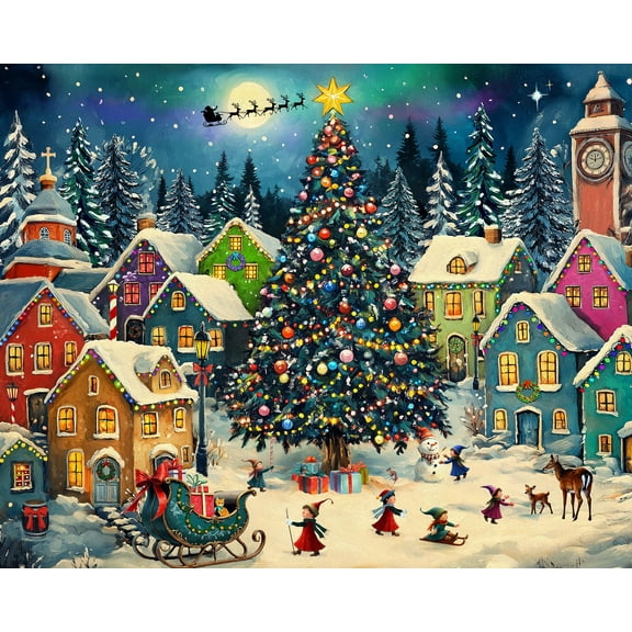 Springbok 500 Piece Festive Christmas Village Jigsaw Puzzle for Adults - Made in USA